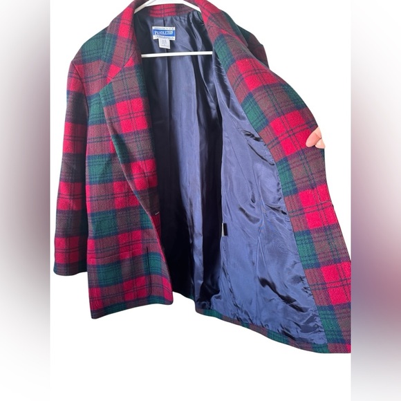 Vintage Pendleton Red Green Plaid 100% Wool Knockabout Jacket Women’s L - Picture 6 of 12